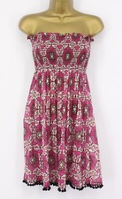 MILLY CABANA SLEEVELESS DRESS WOMENS SHIRRED TOP FLORAL COTTON SUNDRESS PINK AD
