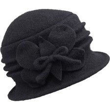 Womens Vintage Wool Cloche Hat