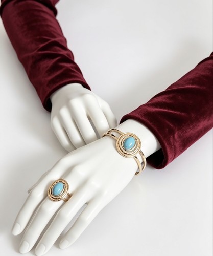Gold tone turquoise - gold, &