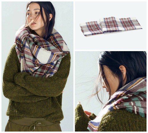 Zara checked scaf large - , knit
