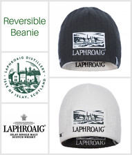 Beanie Hat Laphroaig Scotch Whisky Official Distillery Reversible Charcoal White