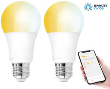 LED Smart Bulbs Light Screw E27 IP20 5000k Dimmable Tuneable Warm White 9W Wifi