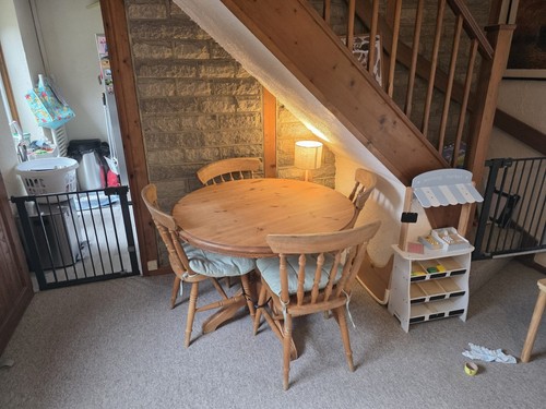 Pine round dining table - and, 4