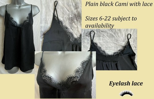 Ladies plain black with lace - ladies,