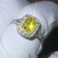 3Ct Cushion Cut Yellow Canary
