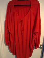 ORANGE LOOSE SMOCK TOP -size 5xl - crinkle fabric