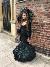 Halloween dress black feathers