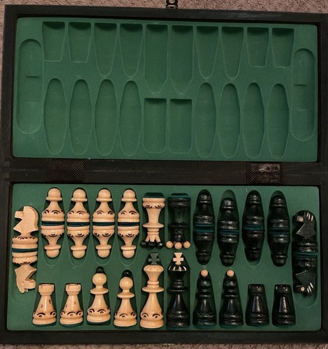 Carved solid wood chess set - solid,