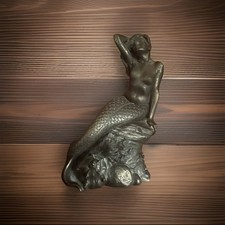 Mermaid Gorgon Sitting on Ocean Floor Female Creature Bronze Finish Sculpture