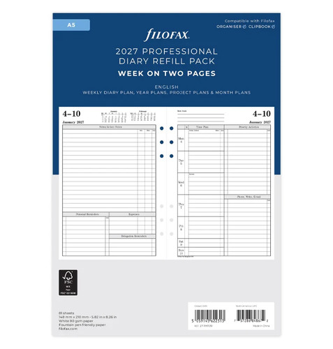Filofax 2027 diary time - filofax, a5