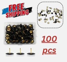 100 Drawing Pins Thumb Tacks Brass Head Strong Push Pin Card Board ElegantBlack.