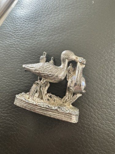 Wapw vintage mini pewter stork - vintage,