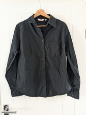 Ladies Black Fruit The Loom Work Shirt New Uk Xl Button Up Fitted