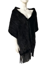 Real JET BLACK MINK Fur Shawl