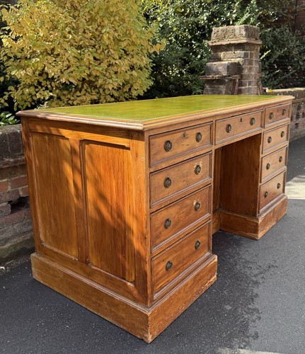 Antique pine kneehole writing - antique,
