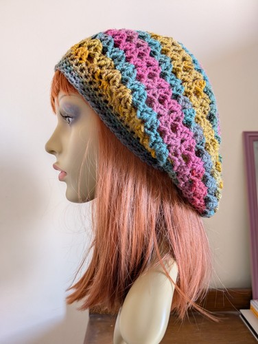 Hand crocheted slouchy beanie - hand,