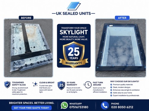 Triple glazed rooflight window - glazed,