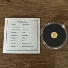 The 150th Anniversary of Winston Churchill Solid 24 carat Gold £5. Certificate