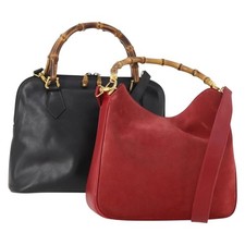 GUCCI Bamboo Hand Bag Leather