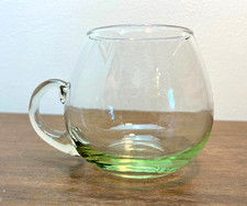 Mid Century Spanish Hand Blown Glass Mugs Set of 6 Green Tint 1960s