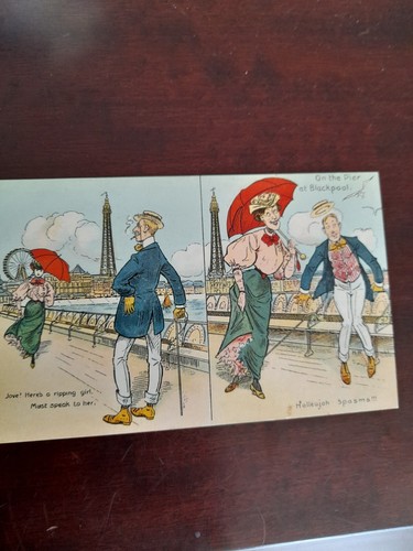 Old comic postcard - postcard, pier