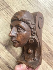 Antique oak corbel head carved - corbel,