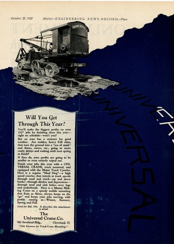 1927 universal crane ad - 1927, co.