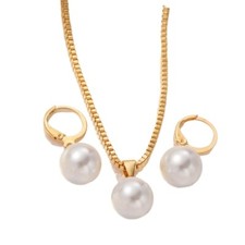 Heart/Pearls Pendant Jewelry Set Dainty Matching Necklace and Earrings For Gifts