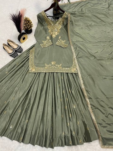 Wedding wear teal - teal, crepe