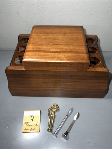Vintage walnut pipe stand - vintage,