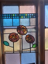 Stained Glass Panel Window -3 Rose's Floral  Window Hanging