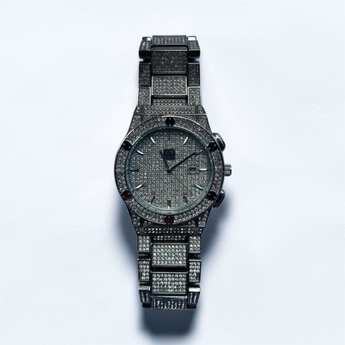 Iced out silver watch mens - iced,