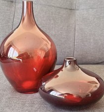 Ikea Salong Red Hand Blown Glass Vase x2. Joanna Jelinek. Modernist (b7)