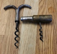 1887 ANTIQUE WILLIAMSON CORKSCREW plus VINTAGE FINGER PULL CORKSCREW. as Photos 