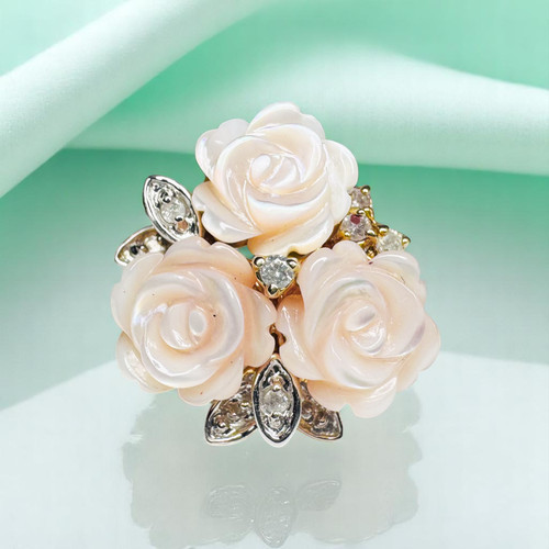 Vintage 14k gold rose - gold, bouquet