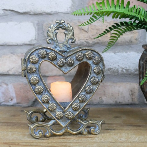 Gold heart lantern candle - heart,