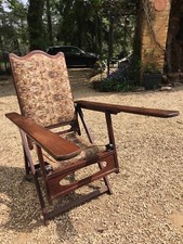 Antique Plantation Chair Teak And Fabric Planters  Armchair With Folding Arms