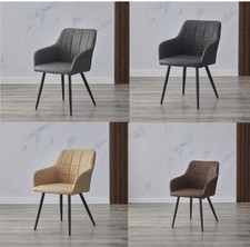 Retro Set of 2 Faux Leather Dining Chairs Metal Legs Armchair Home Restaurants