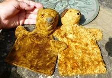 Vintage Antique pair of Glove Puppet Teddy Bear - Very Old - Sooty ?