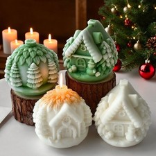 Christmas House Candle Molds