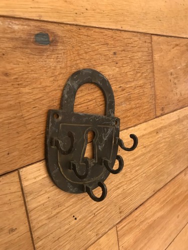 Vintage brass key - key, wall