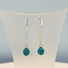 Blue Fire Opal Earrings