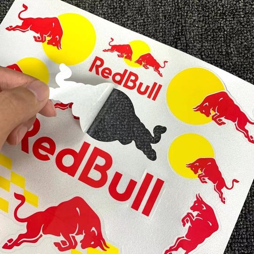 Reflective red bull sticker - red,
