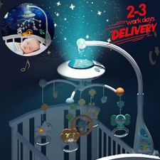 New Baby Musical Crib Bed Bell Cot Mobile Stars Dreams Light Nusery Lullaby Toy