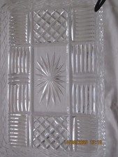 VIntage rectangular glass dressing table tray 11.50 x 7.50 dep 1in. ex condition