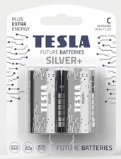 TESLA Silver Alkaline C Batteries LR14 1.5V Small Single Cell Pack of 2