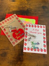 Teacher Gift Apple Key Or Bag Charm Card Thank You Best Teacher Set Novelty Fun
