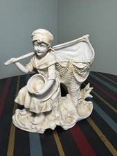 Antique 19th C. Unger Schneider Porcelain Girl Figure Spill Vase, Germany, 7”