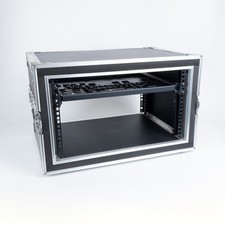 6U Rhino Shockmount Rack Flight Case with sliding & regular shelf 