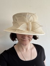 Natural Ecru Cream Mother of Bride Wedding Races Occasion Hat Size 22.5"